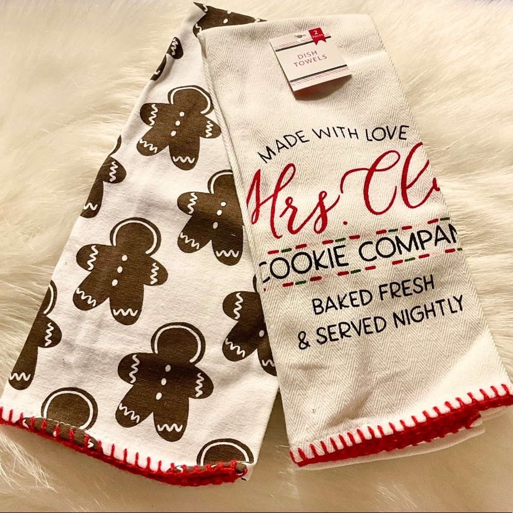 Gingerbread Man And Mrs. Claus Cookie Company Christmas Holiday Kitchen Towels